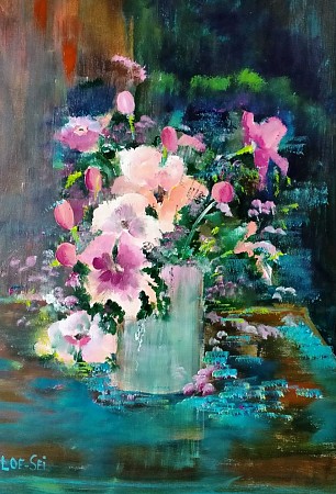 Modern stilleven geschilderd door Loes Loe-sei Beks