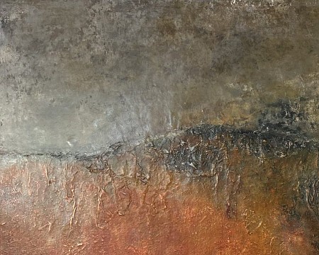 Landschap abstract geschilderd door Hannie Hopster