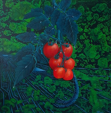 Digitaalleven geschilderd door Nina Romijn kunstenaar schilderijen